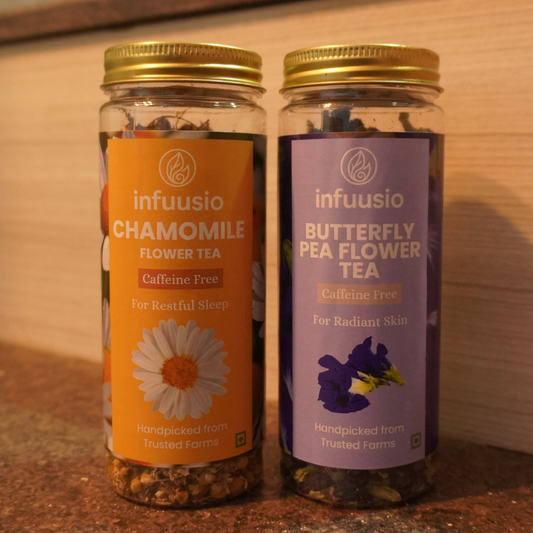 Chamomile Flower Tea 25g and Butterfly Pea Flower Tea 25g Combo Pack